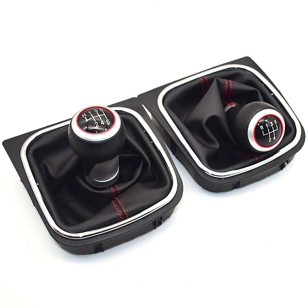 For VW Golf MK5 MK6 Golf 5 6 Rabbit Jetta MK6 2010 2011 - 2014 Styling 5 6 Speed Leather Car Gear Shift Knob Stick Dust Cover