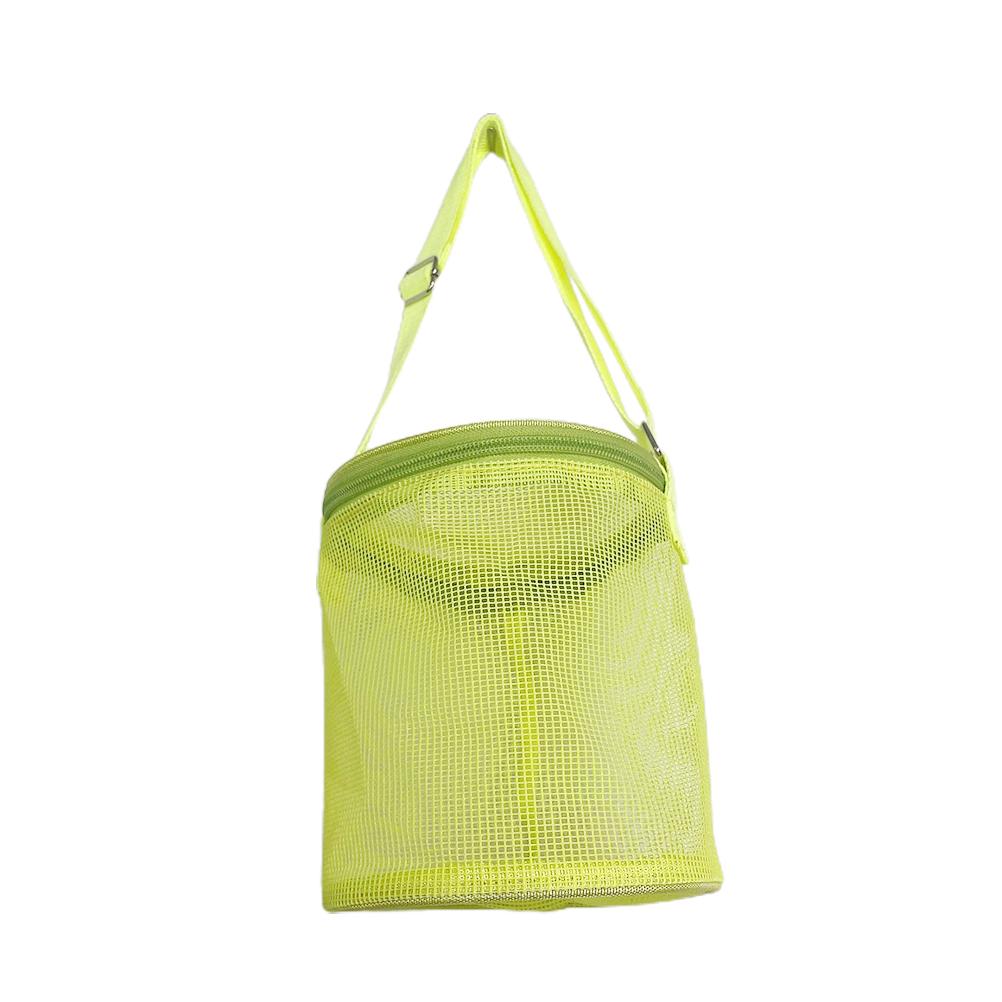 Bolsa de Malha para Crianças com Conchas Tote Cilindro Sacos para Coletar Conchas Bolsa de Brinquedos de Praia com Zíperes Alças de Transporte Ajustáveis
