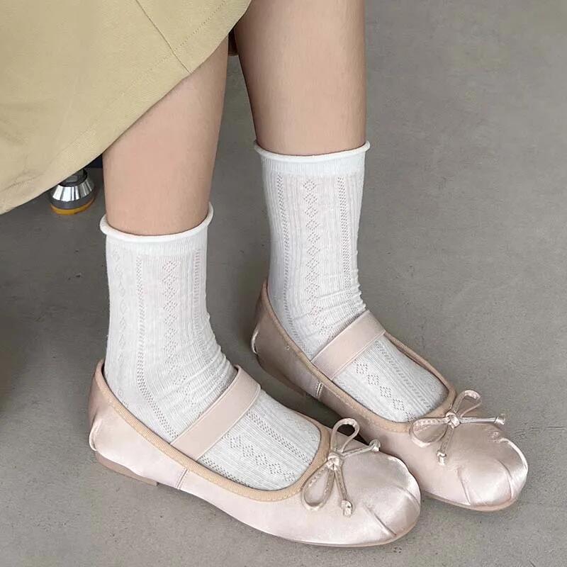 Fashion 2024 Ladies Ballet Flats Women Lolita Shoes Casual Footwear New In Fashion Round Toe Elegant Butterfly-knot Female Flats Shoes
