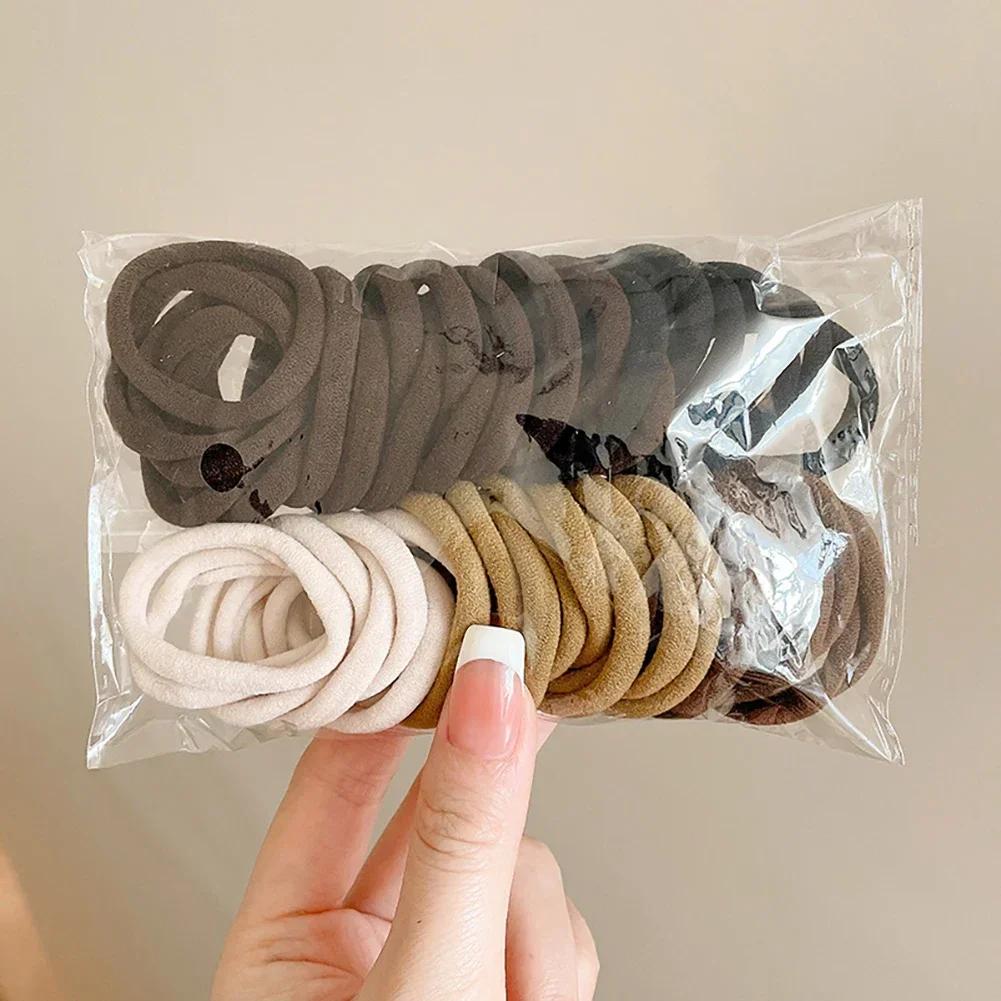 50Pcs/set Colorful Elastic Hair Band Leagues Ties Colets Scrunchies Springs Gum Accessories For Girl Women Pigtails No Damage