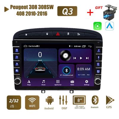 2 Din Android Car Radio Multimedia Video Player for Peugeot 308 308SW 408 2010-2016 With Button Knob Carplay WiFi 2+32GB