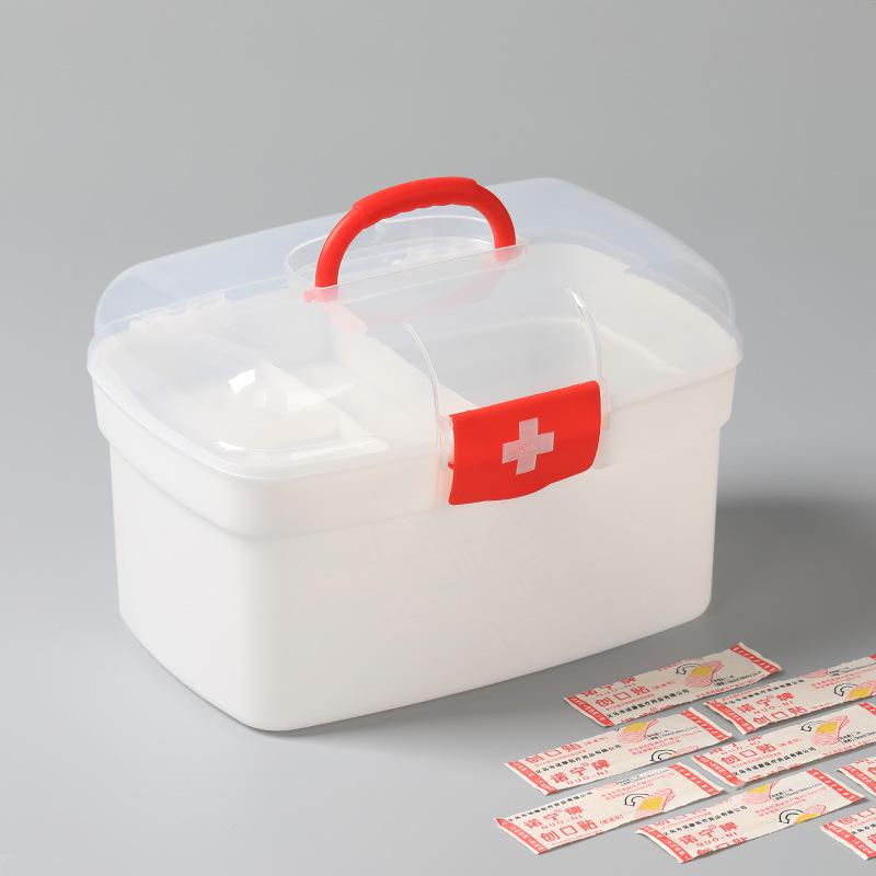 

Portable Multi-Layer Medicine Box First Aid Kit with Transparent Compartments Small 21*14*13 cm