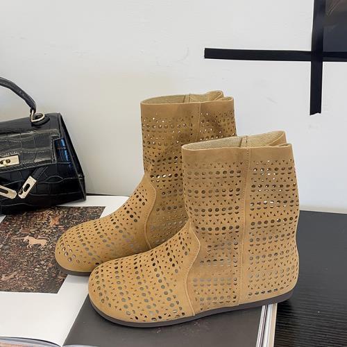 Commuting Sense Design Casual Short Tube Wind Hole Boots Short Boots Hollow Flat Bottom Cool Boots Breathable Birkenstock Boots