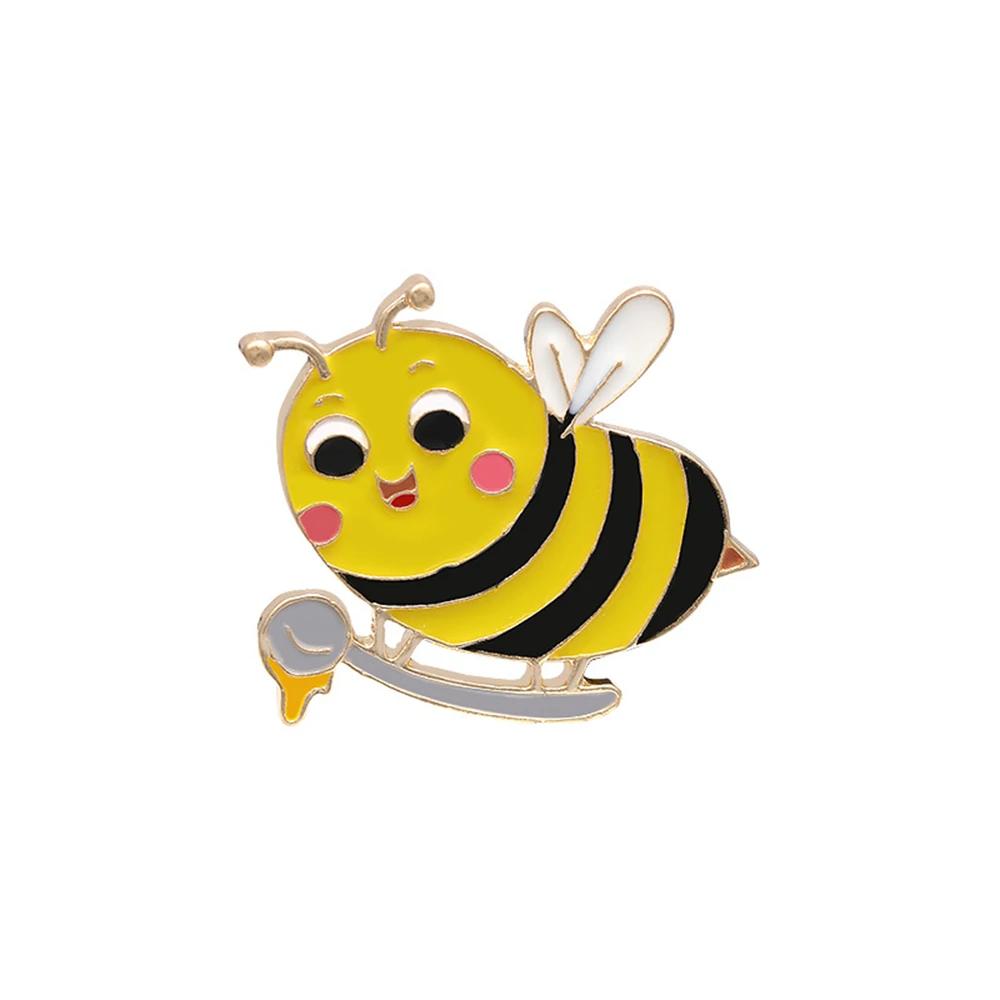 Cartoon Insect Bij Broche voor Meisjes Vrienden Schattige Grappige Bijen Verzamel Nectar Emaille Speldjes Aangepaste Rugzak Reversbadge Sieraden Cadeaus
