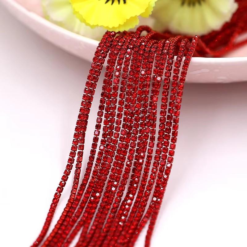 10yards 2mm Color Sewing Rhinestone Chain Trim Crystal Dense Diamond Chain Glitter Crystal Cup Chain for DIY Decorative Craft