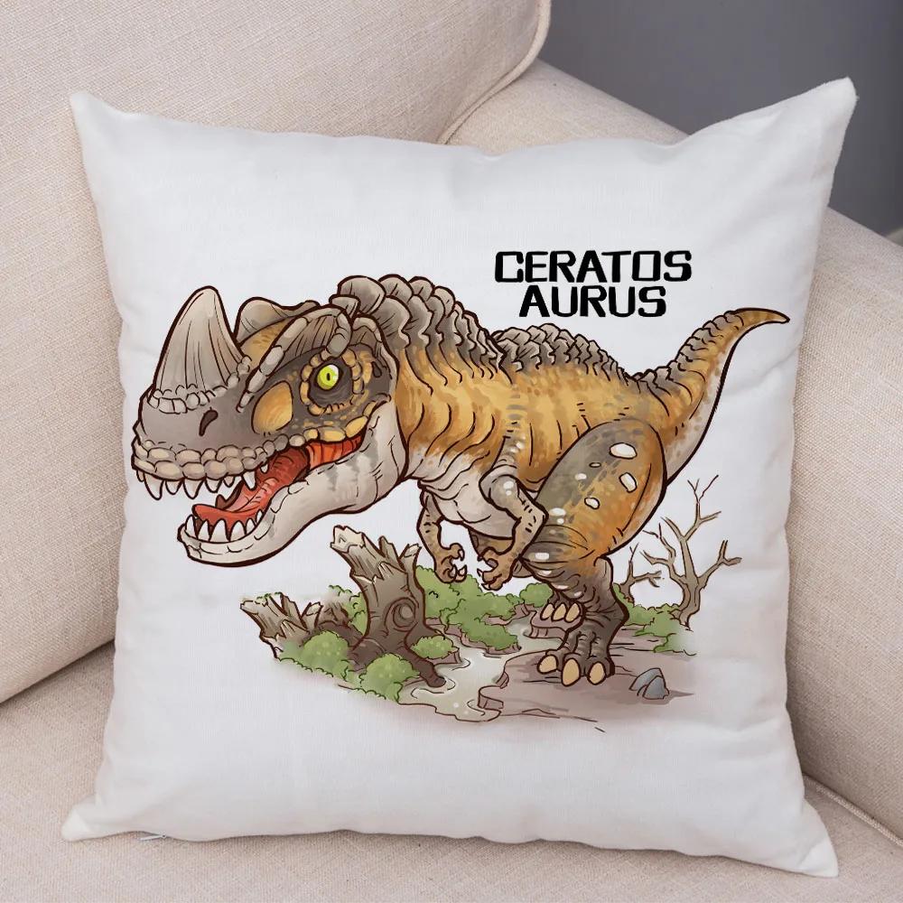 

Jurassic Dinosaur Pillow Case Decor Cartoon Animal Print Pillowcase Soft Plush Cushion Cover for Sofa Home Children Room 45x45cm 12x12Inch