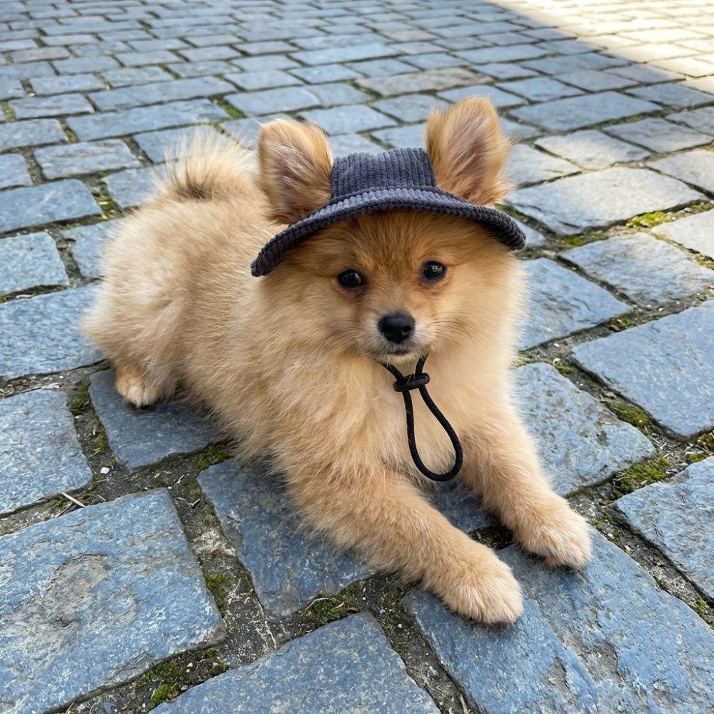 Exposed Ears Corduroy Dog Hat Breathable Pet Sun Hat Fashion Dog Sunscreen Hat  For Dogs Cats