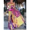 Europäisches und amerikanisches Damen-Spaghettiträgerkleid mit Print, plissiert, ärmellos, schwingend (Plus Size Style 8162)