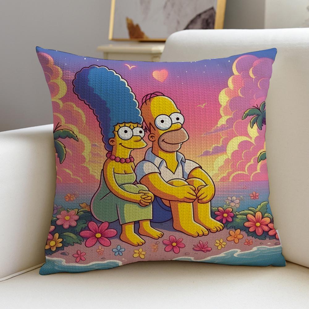 Iconic TThe SimpsonsS Cushion Cover Breathable and Skinfriendly Linen Pillowcase Square Removable and Washable Cushion