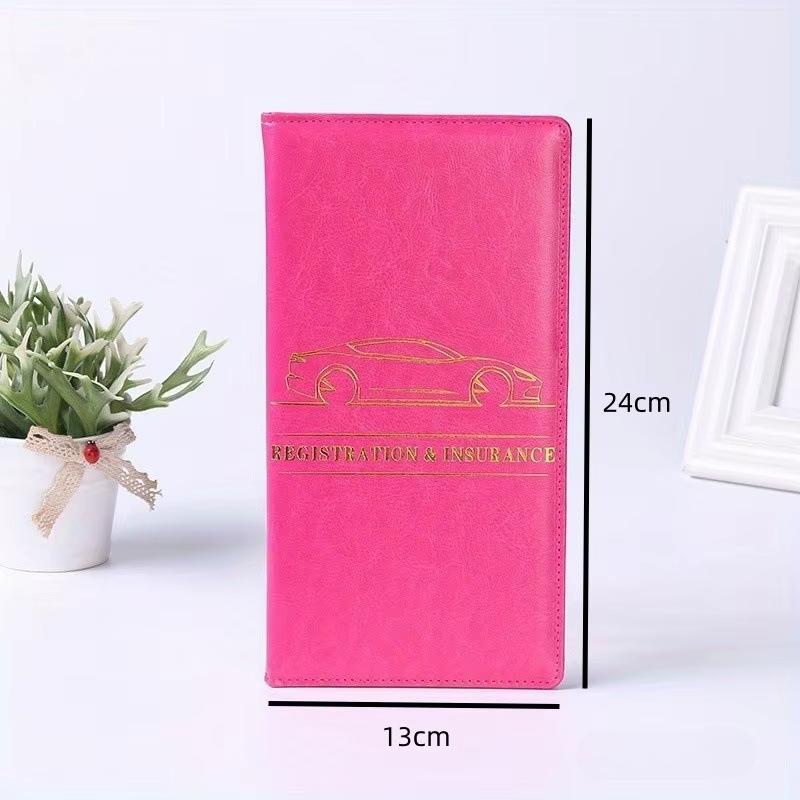 Car Registration and Insurance Card Holder Vehicle License Document Glove Box Compartment Organizer Luxury Travel Accessories