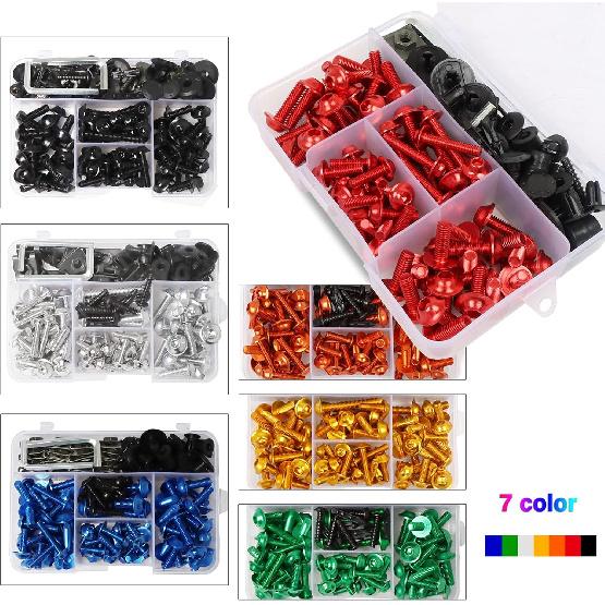 Worldmotop Fairing Bolt Kit Screws Fasteners Universal Compatible With Yamaha Honda Kawasaki Suzuki BMW,Fairing Bolt Kits Metric Bolts And Nuts