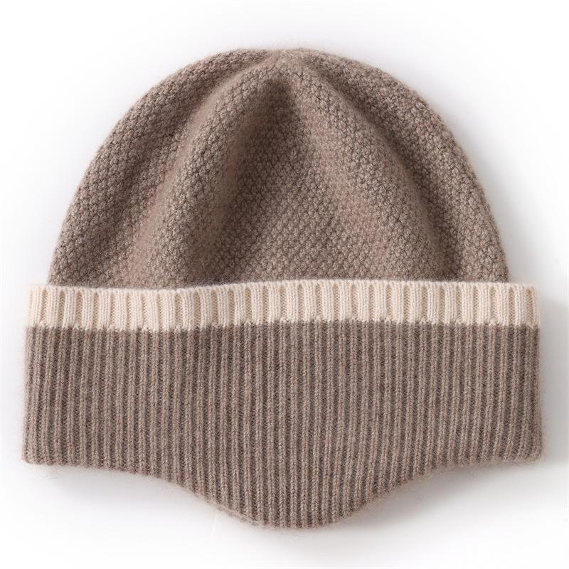 Soft and Glutinous Cashmere New Autumn and Winter Unisex Color Matched Design Warm Ear Protecting and Cold Proof Knitted Hat