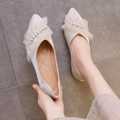 Feenschuhe sanfter flacher Boden mit Rock Einzelne Schuhe Damen Sommer spitze Zehenpartie Damenschuhe vier Jahreszeiten große Größe Damenschuhe 41-43 Bootsschuhe
