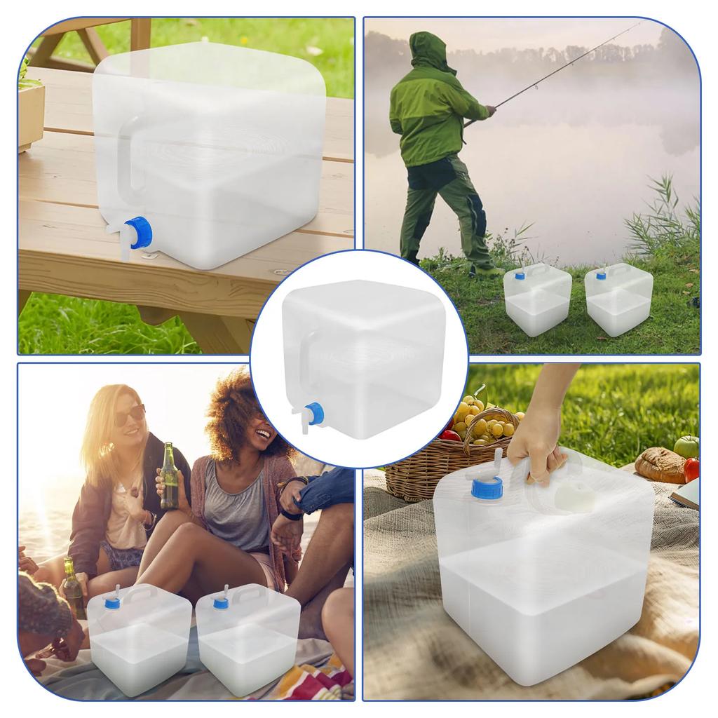 2Pcs 20L Collapsible Drinking Water Container with Spigot Portable Large Capacity Water Storage Bags for Outdoors Camping Hiking