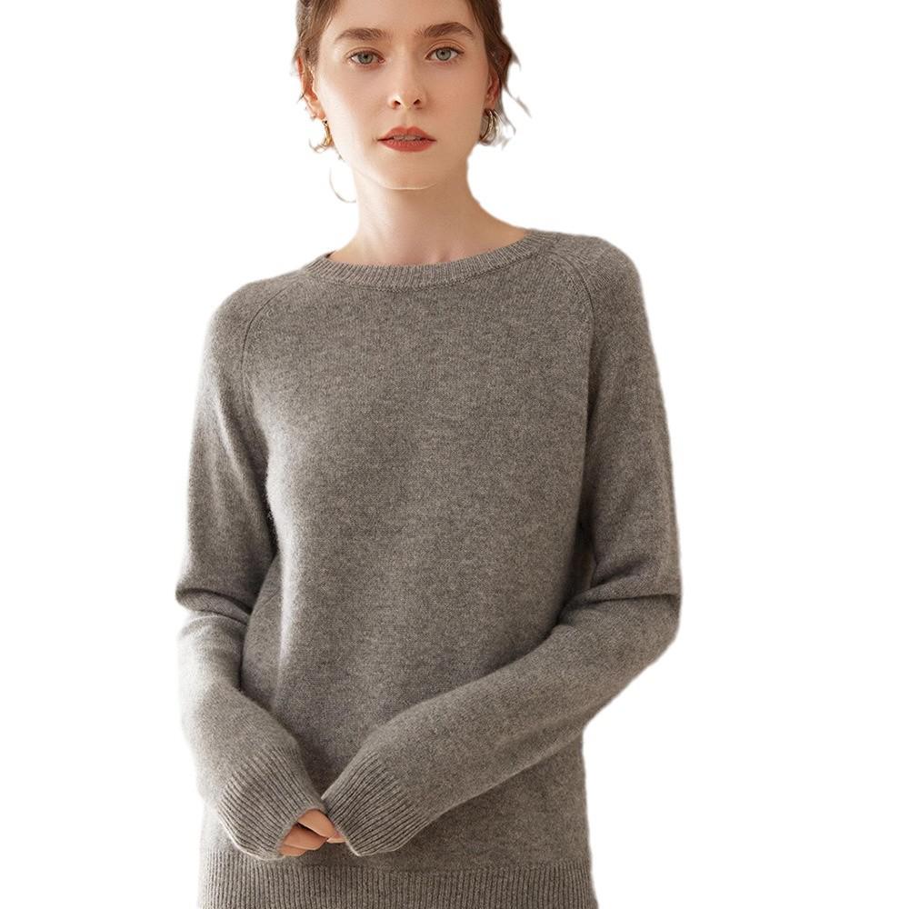 Women's Soft Cashmere Knit Long Sleeve Raglan Sweater - Warm, Loose, Comfortable, Versatile Layering Top