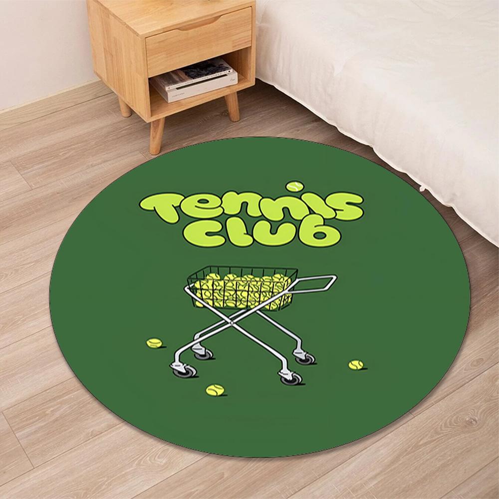 tennis Printed Round Rug Carpet Chair Rug Area Rug Entryway Doormats,for Office Chair Living Room Bedroom Kitchen Room.