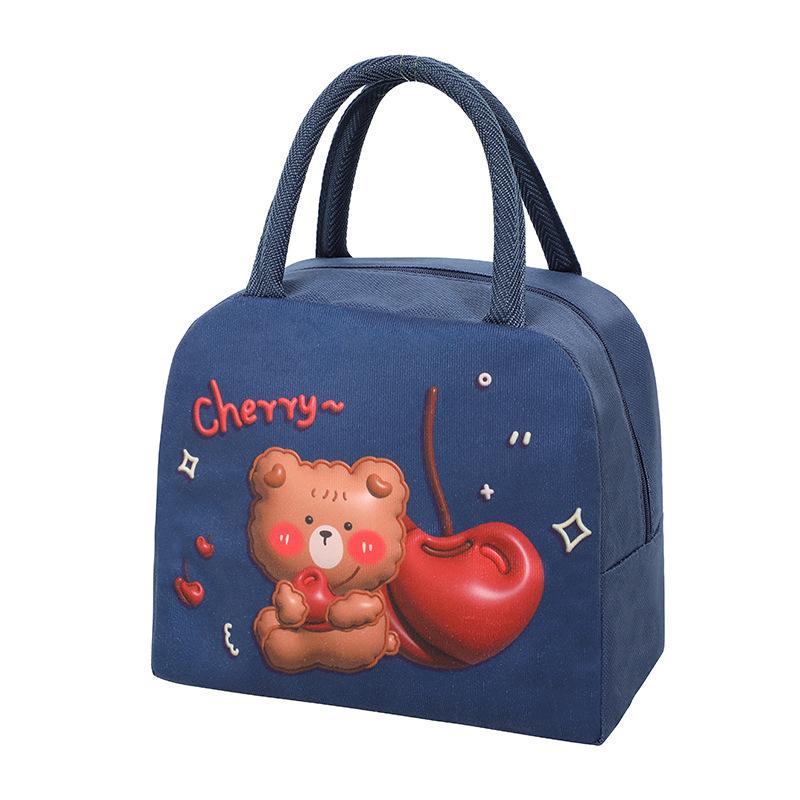 Cute Bento Bag with Rice, Portable Lunch Bag, 3D Three-dimensional Printed Cartoon Preservation and Insulation Lunch Box Bag