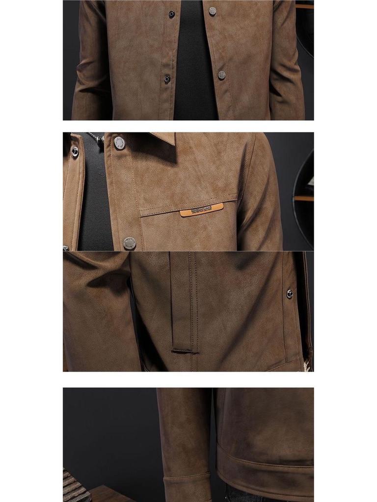 Giacca da Uomo in Camoscio Peluche Stile Europeo Slim Fit Coreano per Primavera/Autunno