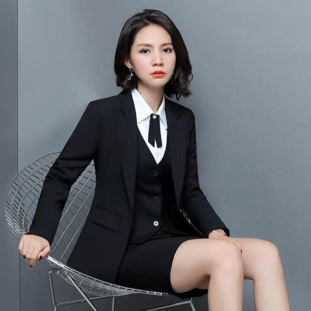 Coat Plus Size Slim Fit Women Vest V Neck Work Wear Uniforms Elegant Fashion Business Vest  Female