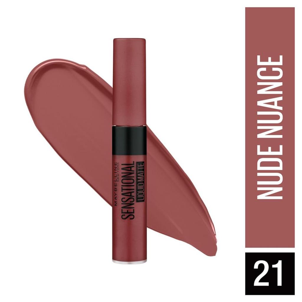 Maybelline New York Sensational Liquid Matte Lipstick 7ml Long-Lasting Nude Nuance Non-Sticky Formula