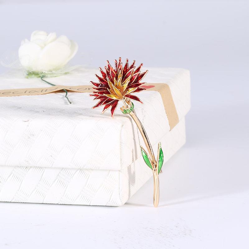 Ethnic Style Handmade Oil Ono Chrysanthemum Brooch Simple And Versatile Bouquet Pin Suit Shirt Accessories