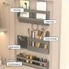 Space Saving 3 Piece Bathroom Shelf Set Not Drill Mounting Deep Hook Magnetic Door Organizers with 28cm Length for Home