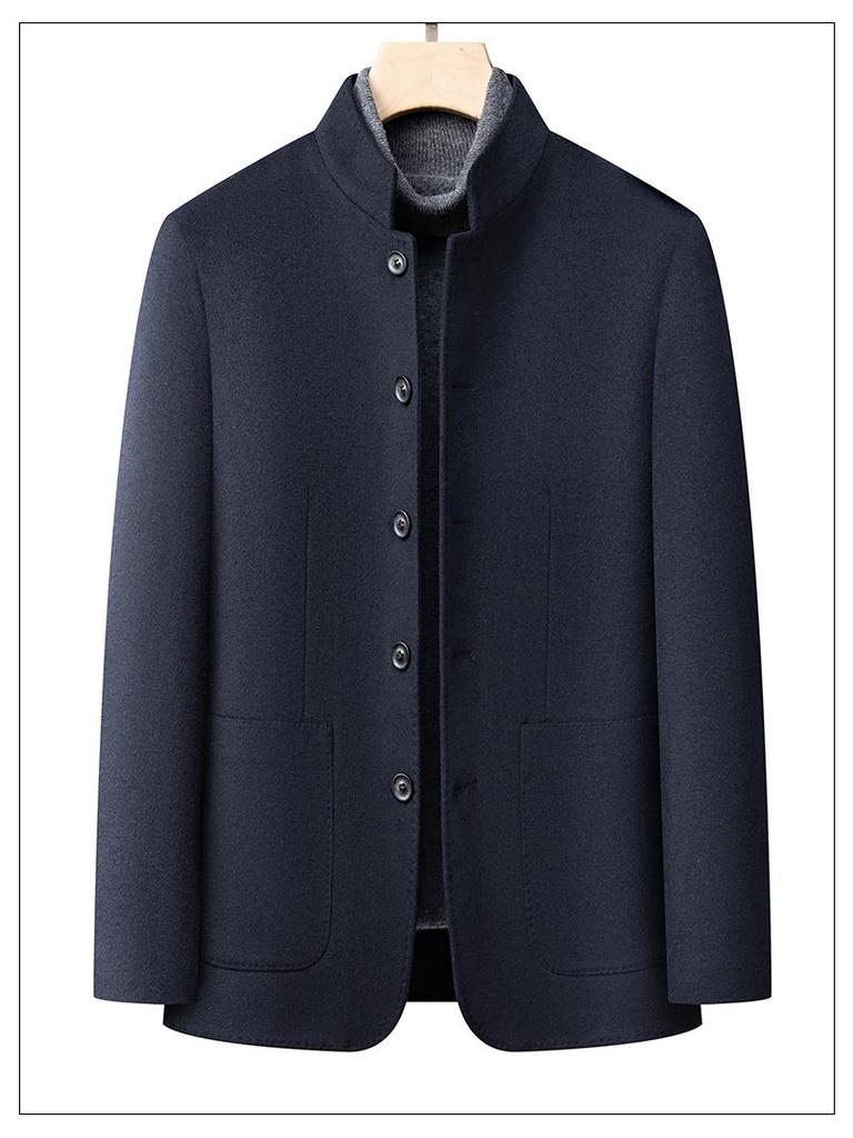 Dad's Middle-Aged Men's Wool Zhongshan Suit: Winter Business Casual Down-Lined Coat
