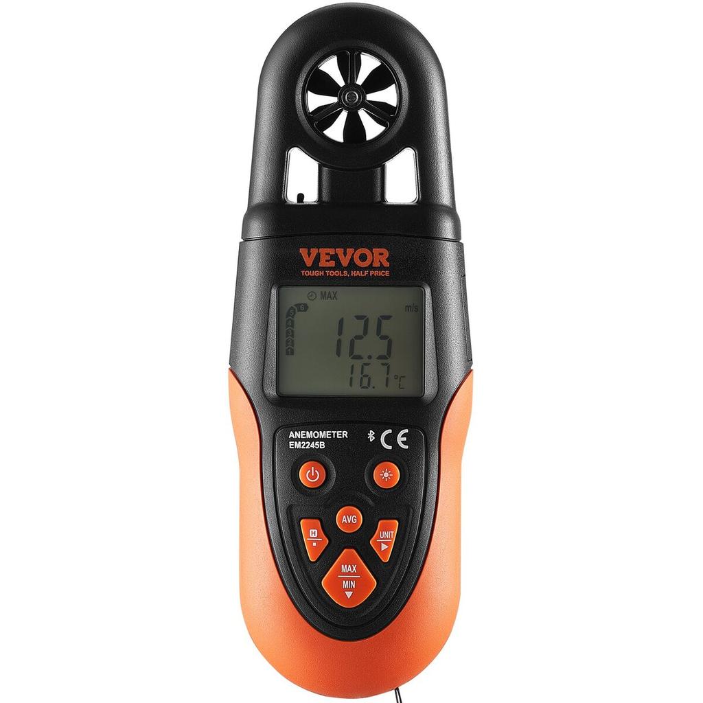 Bluetooth Handheld Anemometer, 14℉-140℉, Digital Wind Speed Meter Gauge with LED Backlight Screen, Measures Wind Velocity Wind Temperature Air Flow