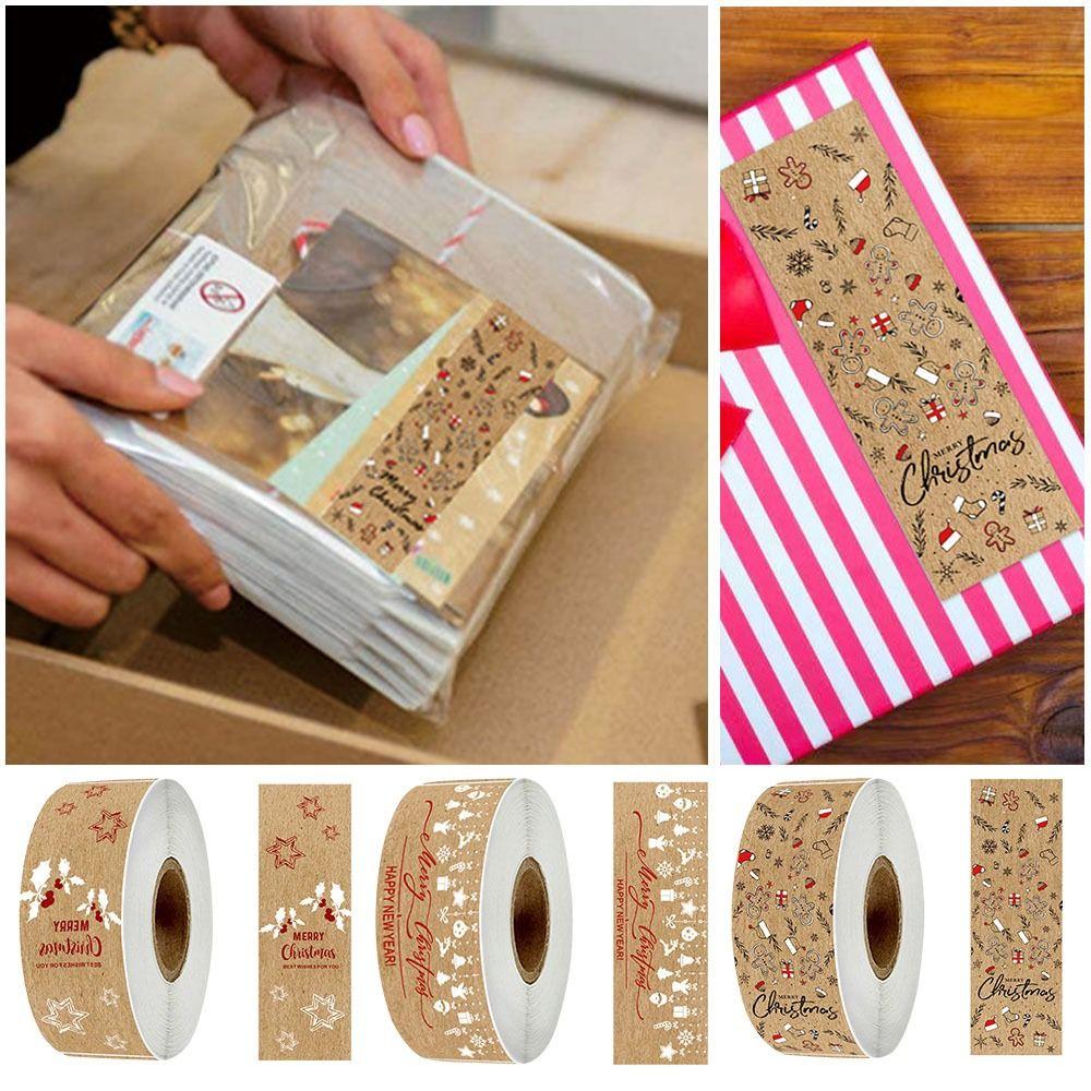 Supplies Package Decoration Xmas Sealing Label Kraft Paper Wrapping Decals Merry Christmas Stickers
