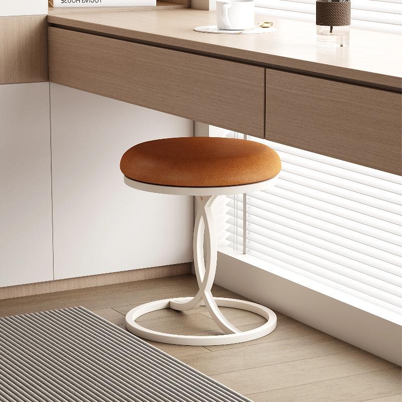 INS Style Velvet Makeup Stool, Cat Paw Round Dressing Chair, Small Space Living Room Accent Stool, Modern Home Vanity Seat