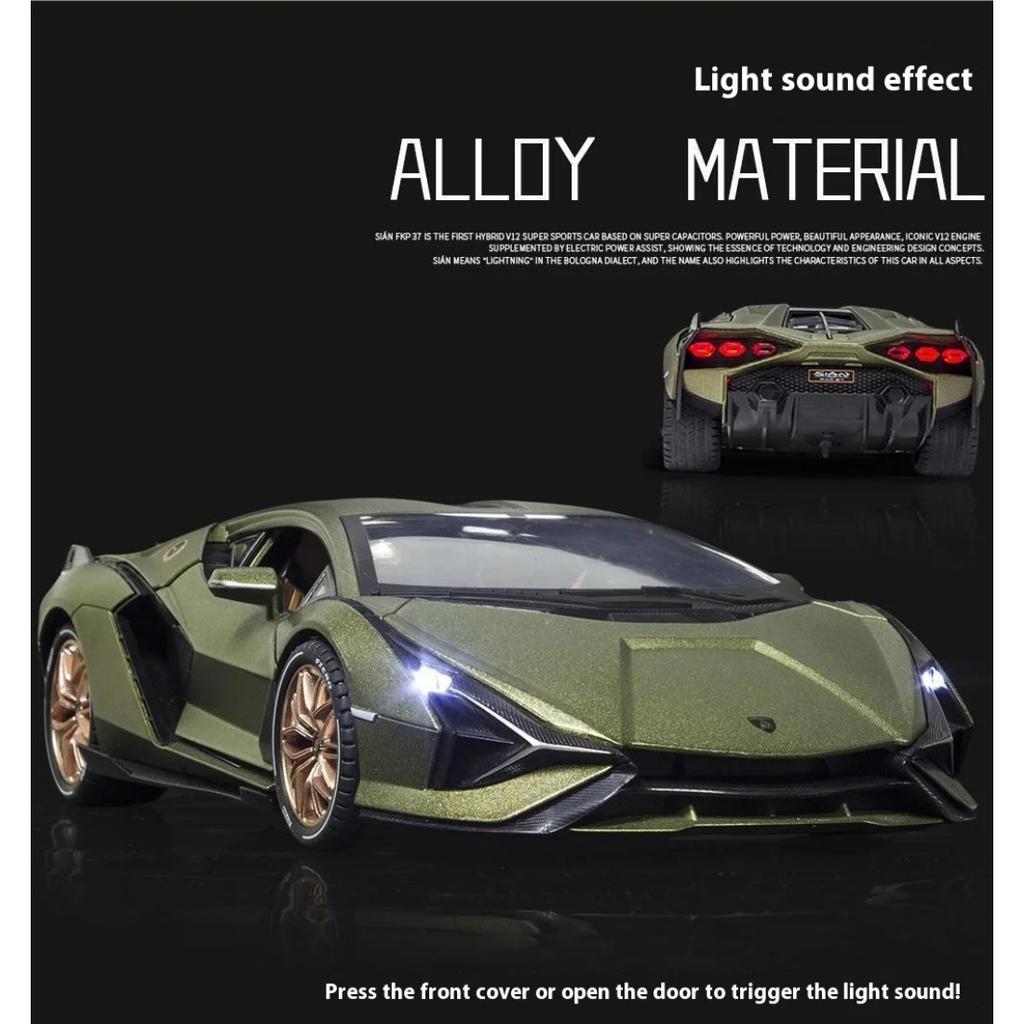 1/18 Lamborghini Sian New Energy Supercar Alloy Diecast Car Model Sound & Light Collection of Hobby Decorative Fine Ornaments