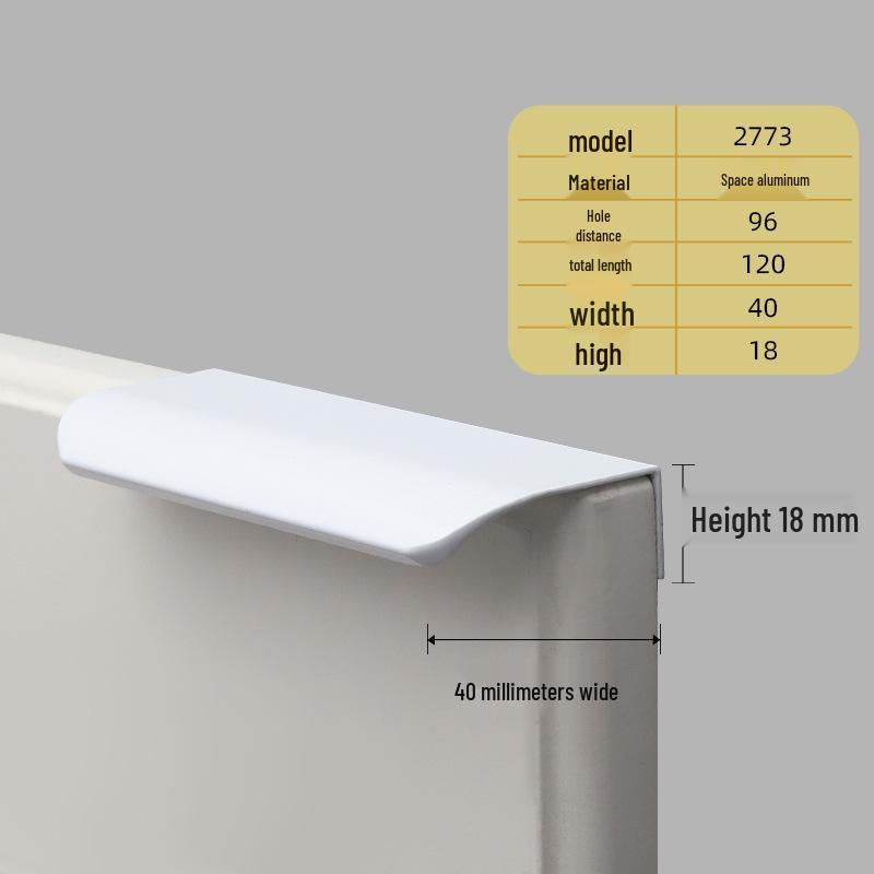 Oukali Curved Invisible Edge Aluminum Cabinet and Wardrobe Handle