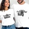 2026 Summer Print King Queen Couple T-Shirt Set "I'm Her King/His Queen" Matching White Tees