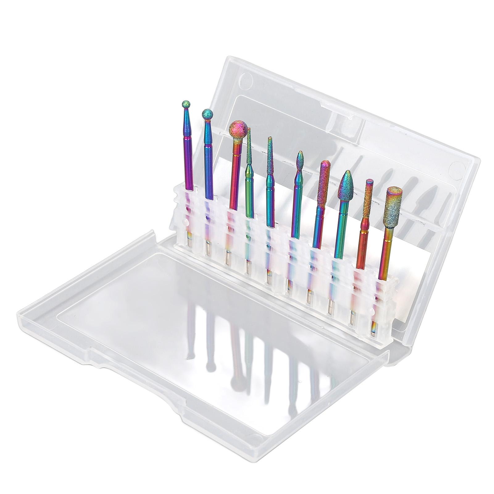 

10 шт. Насадки для маникюрного аппарата Многофункциональная головка для шлифовки ногтей из нержавеющей стали с коробкой для хранения для ногтей