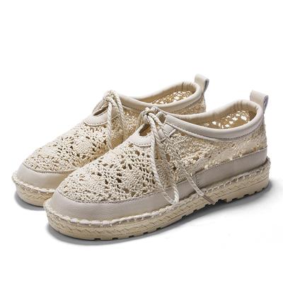 Fashion 2024 Summer Women's Sandals Mesh Lace Sandals Slippers Women's Flat Shoes Woven Sandals White Loafers Women Shoes Ballet Flats