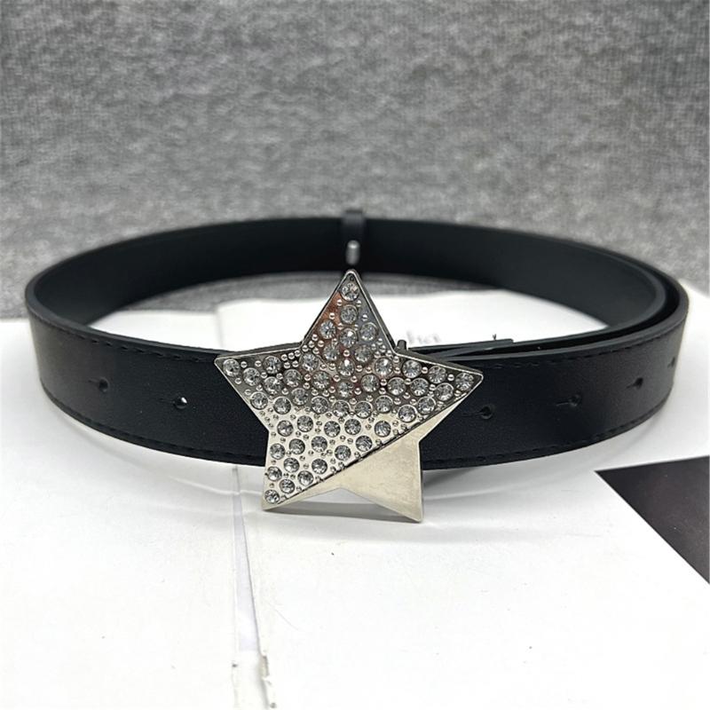 Adult Harajuku Belt with Rhinestone Light Luxurious Ladies Locomotive Waistband