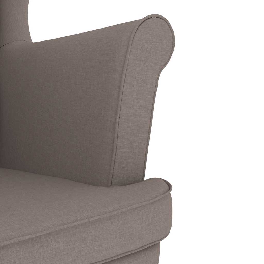 Armchair with Footstool Taupe Fabric