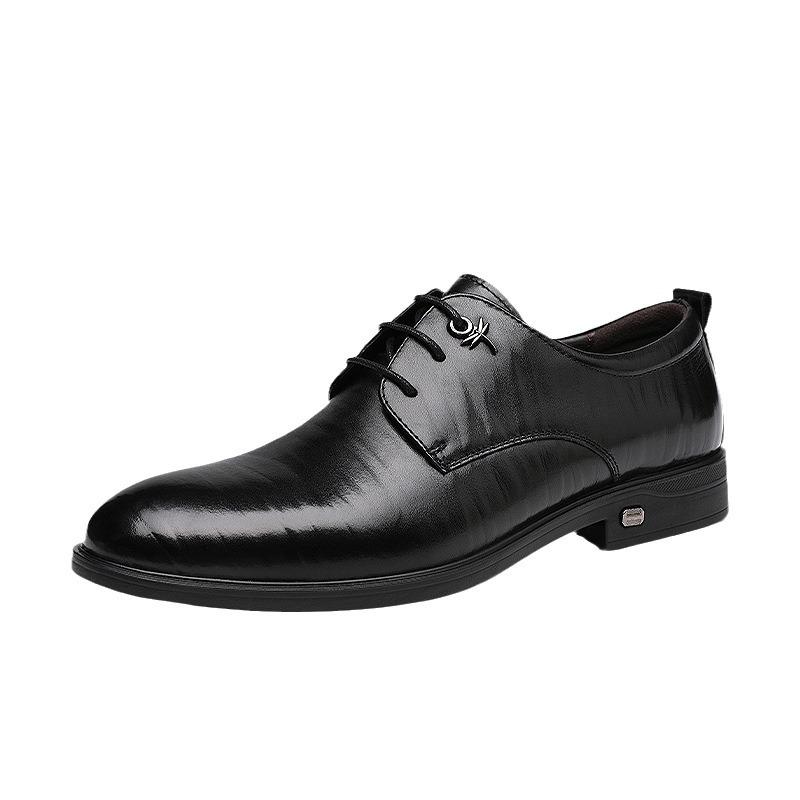 Red Dragonfly Men's Genuine Leather Business Formal Shoes - Comfortable Autumn/Winter Wedding Cowhide Shoes