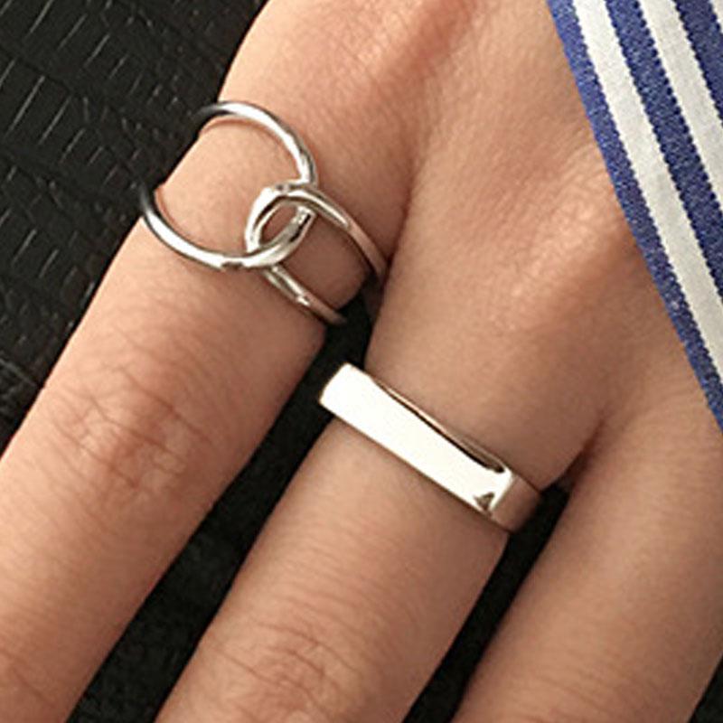 925 Sterling Silver Geometry Line Adjustable Rings For Women Wedding Party Designer Jewelry Accessories Prevent Allergy