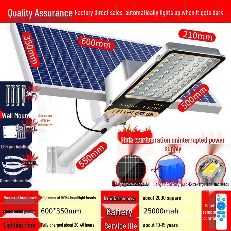 High-Power Ultra Bright Outdoor Solar Street Light with Rain and Lightning Protection