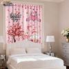 2pcs Valentine's Day Pink Romantic Goblin Print Perforated Blackout Curtains Multiple Sizes Living Room Insulation Decoration
