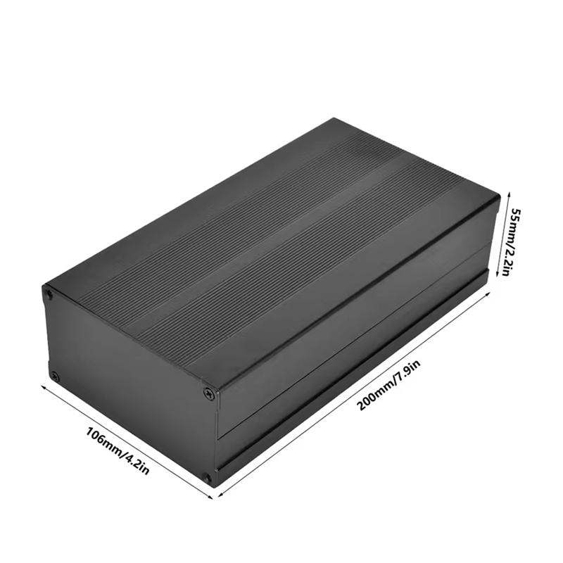 ABBP-Aluminiumlegering Zwart Zand Elektronische Behuizing DIY Projectdoos 55X106x200mm Beschermhoes
