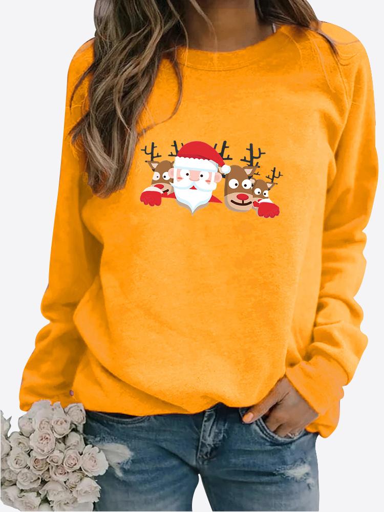 

Осенний новый свитер, осенне-зимний женский свитер с рождественской тематикой и принтом, повседневный свитер с круглым вырезом и длинными рукавами, топ больших размеров 3XL жёлтый