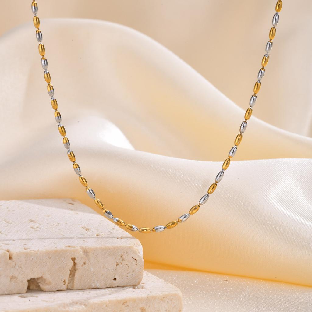 Classic Olive Bead Chain Necklace for Women,Minimalist Stainless Steel Necklaces,Trendy Jewelry Gift
