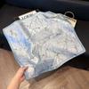 Fashion Black and White Printing Temperament Square Scarf Imitation Silk Korean Version Decorative Scarf Scarf Professional Decorative Shawl Silk Scar