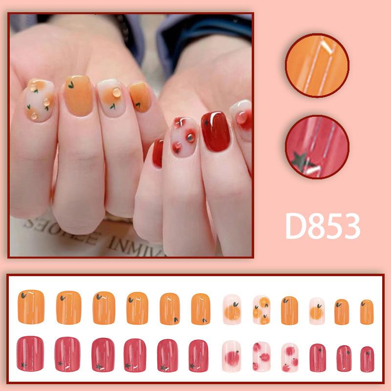 

Fresh Fruit Nail Art Tips: Orange Tomato Dopamine Design Short Fashion Nails