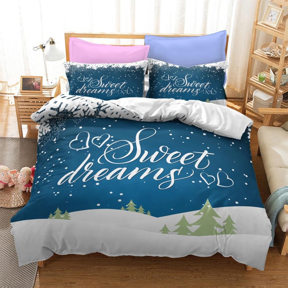 Christmas Series Bedding Three-Piece Home Textile Kit Digital Printing AU Single 140x210cm