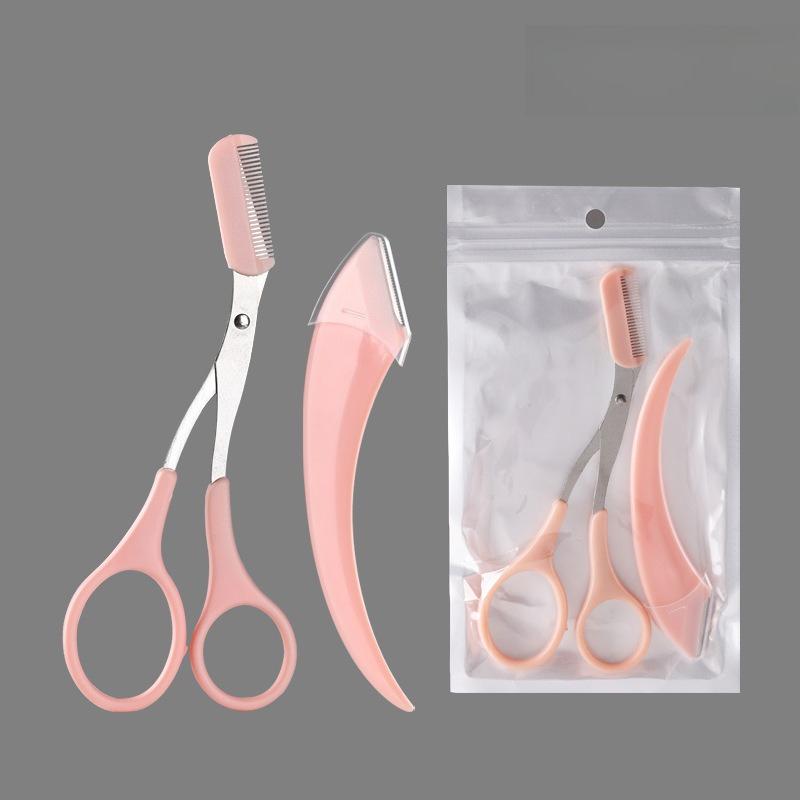 1pc Eyebrow Trimmer Set Stainless Steel Curved Eyebrow Razor Eyebrow Scissors With Comb, Beauty Tool For Beginners Suitable