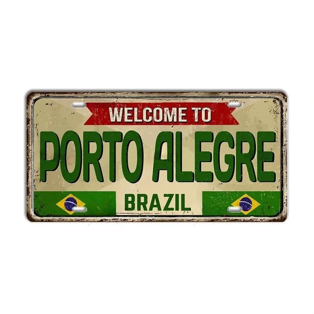 Vintage BRAZIL Landmark License Plate Rio De Janeiro Metal Sign City State Decorative Car Plate Bar Pub Garage Club Wall Decor