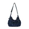 Vintage Bow Washed Denim Shoulder Bags for Women Versatile Large Capacity Ladies Crossbody Bag Lightweight Casual Tote Handbag